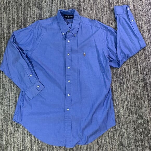 Ralph Lauren Black Label Yarmouth Mens Size‎ 16.5 Large Shirt Blue Button Front - Picture 1 of 4